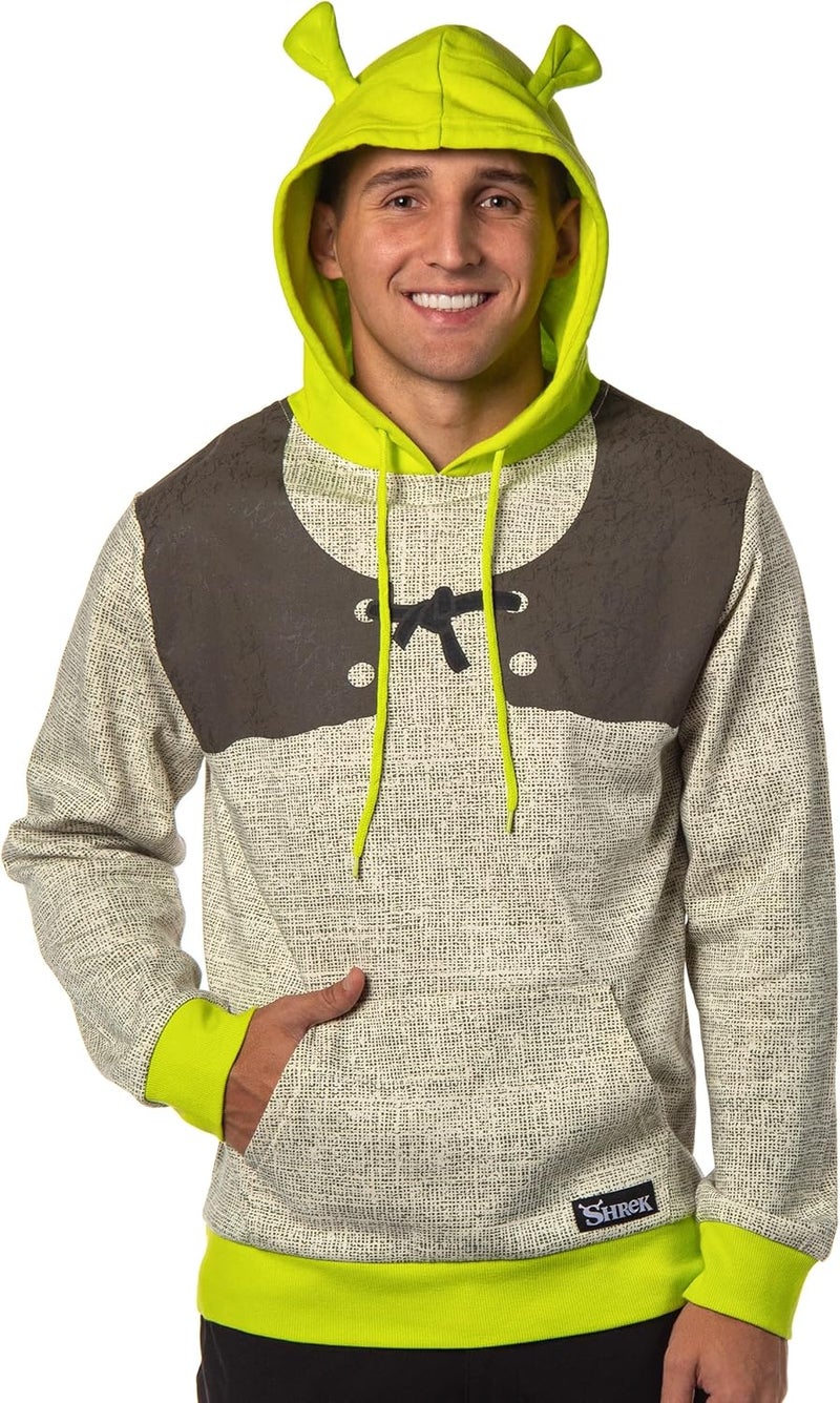 Bio World Shrek Costume Pullover Hoodie Sweatshirt With 3D Trumpet Ears On Hood - Image 1